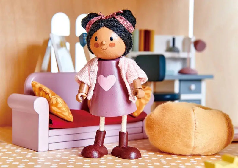 Ayana and Cat Wooden Doll – Tender Leaf Toys | Wooden Doll NZ by Curious Moonbeam