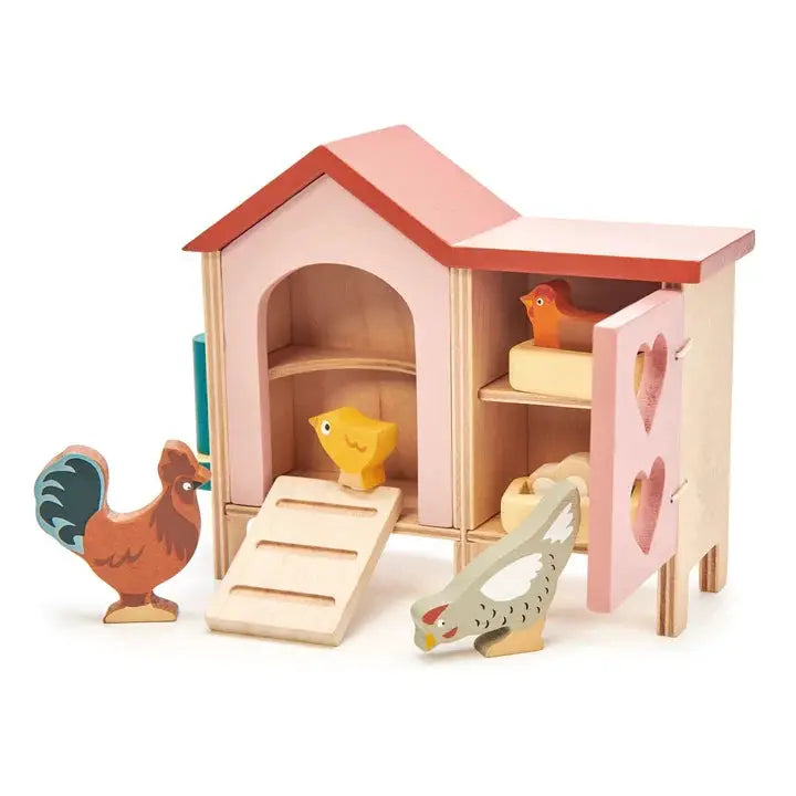 Wooden Chicken Coop Set - Tender Leaf Toys | Doll House Accessory NZ by Curious Moonbeam