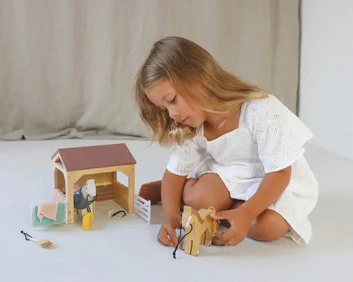 Curious Moonbeam Dolls, Dollhouses & Accessories The Stables Wooden Horse Set - Tender Leaf Toys | Doll House Accessory NZ The Stables Wooden Horse Set - Tender Leaf Toys | Doll House Accessory NZ