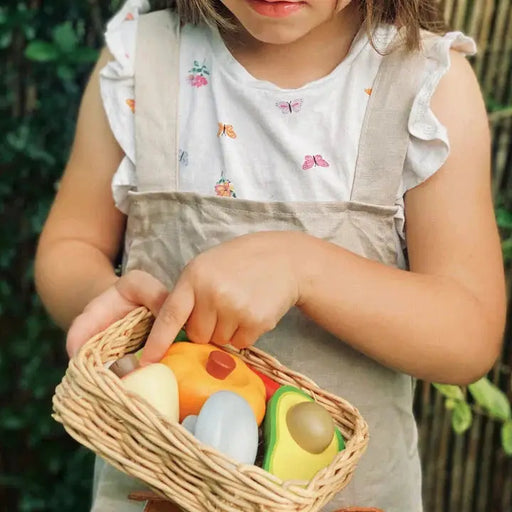 Wooden Veggie Basket - Tender Leaf Toys | Play Food Set by Curious Moonbeam