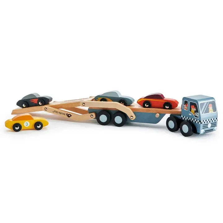 Wooden Car Transporter Truck Set - Tender Leaf Toys | Wooden Toys NZ by Curious Moonbeam