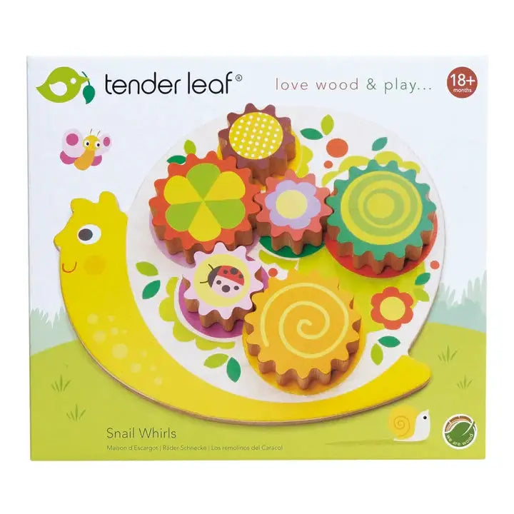 Snail Whirls Wooden Gear Puzzle - Tender Leaf Toys | Wooden Toy NZ by Curious Moonbeam