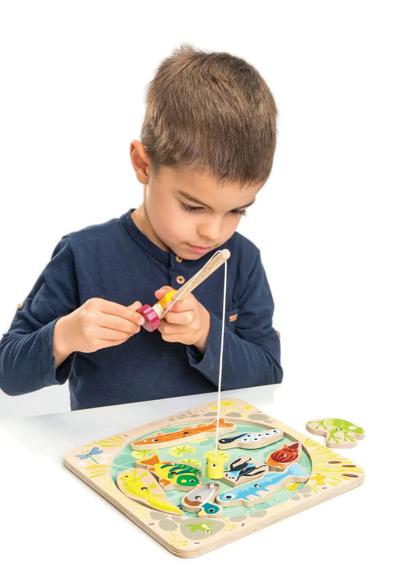 Pond Dipping Magnetic Fishing Puzzle - Tender Leaf Toys | Wooden Toy NZ by Curious Moonbeam