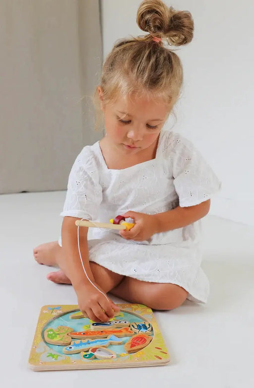 Pond Dipping Magnetic Fishing Puzzle - Tender Leaf Toys | Wooden Toy NZ by Curious Moonbeam