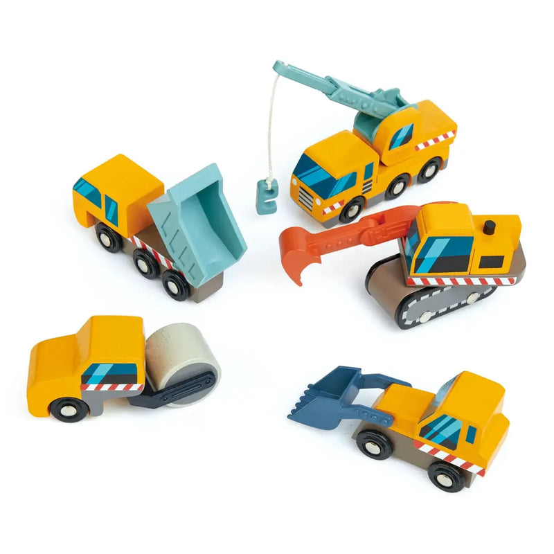 Wooden Construction Vehicle Set - Tender Leaf Toys | Wooden Toy NZ by Curious Moonbeam