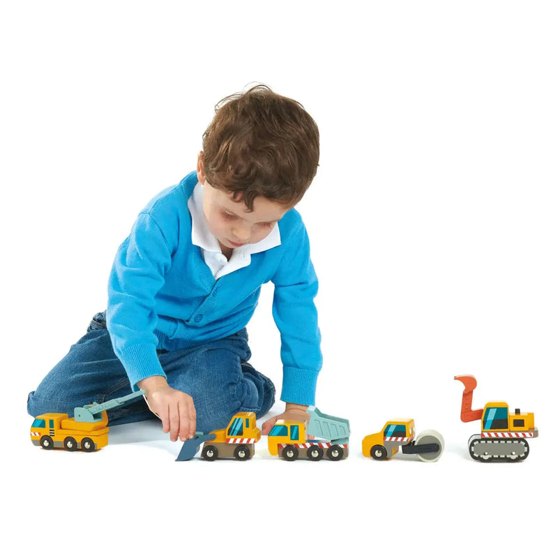 Wooden Construction Vehicle Set - Tender Leaf Toys | Wooden Toy NZ by Curious Moonbeam
