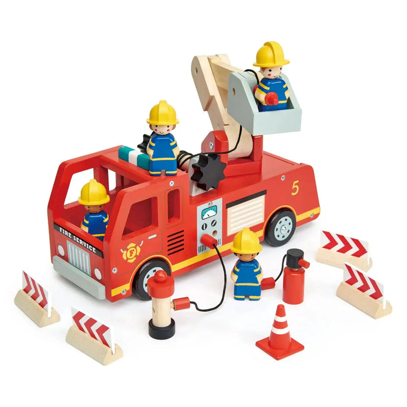 Wooden Fire Engine Rescue Set - Tender Leaf Toys | Wooden Toy NZ by Curious Moonbeam