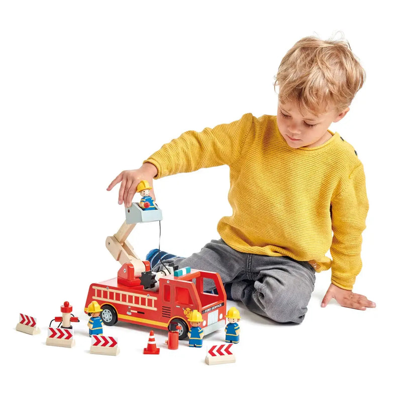Wooden Fire Engine Rescue Set - Tender Leaf Toys | Wooden Toy NZ by Curious Moonbeam