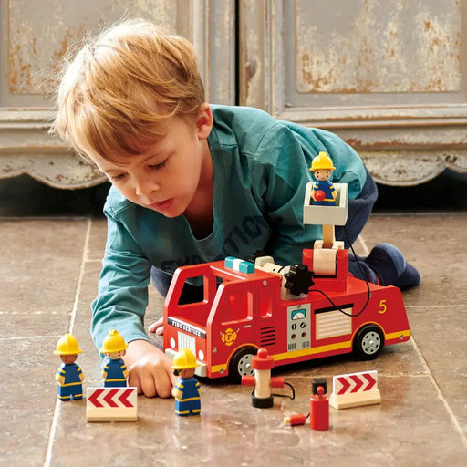 Wooden Fire Engine Rescue Set - Tender Leaf Toys | Wooden Toy NZ by Curious Moonbeam