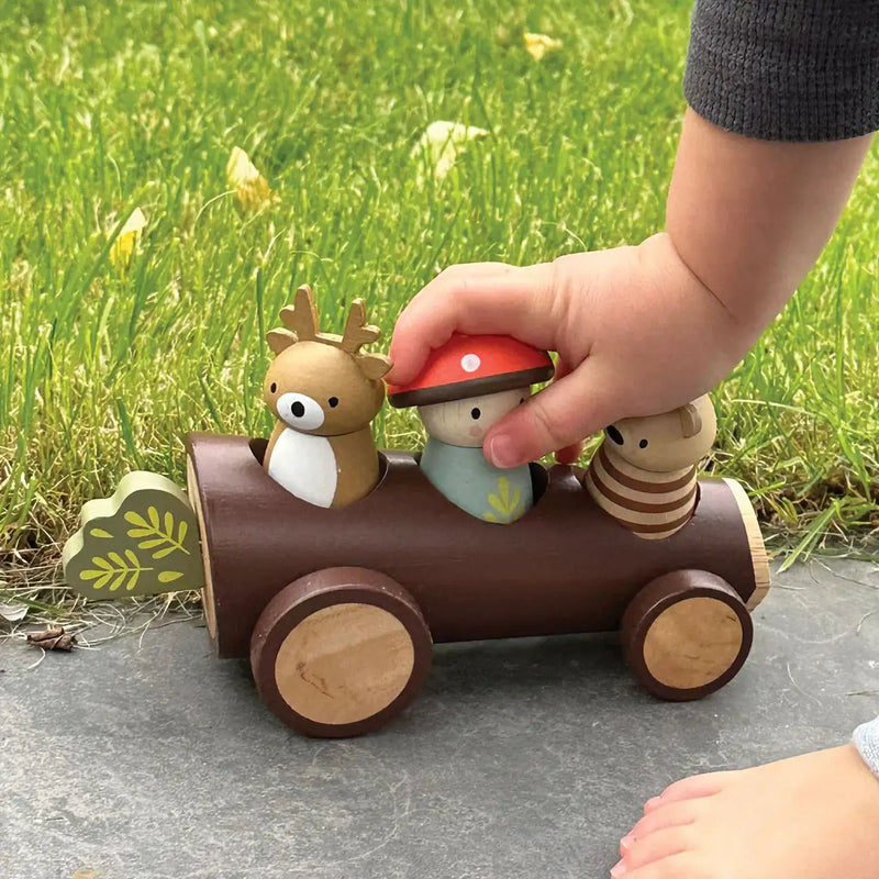 Timber Taxi Log Car - Tender Leaf Toys | Wooden Toy NZ by Curious Moonbeam