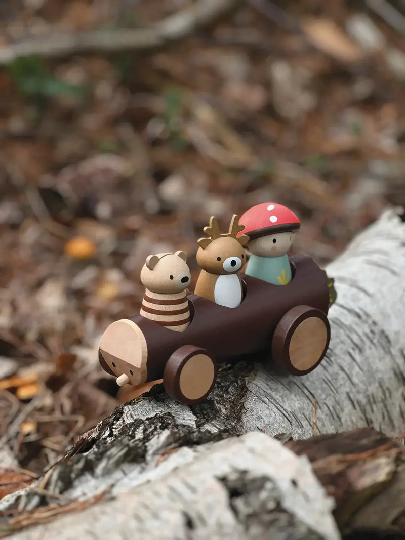 Timber Taxi Log Car - Tender Leaf Toys | Wooden Toy NZ by Curious Moonbeam