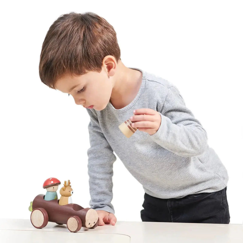 Timber Taxi Log Car - Tender Leaf Toys | Wooden Toy NZ by Curious Moonbeam