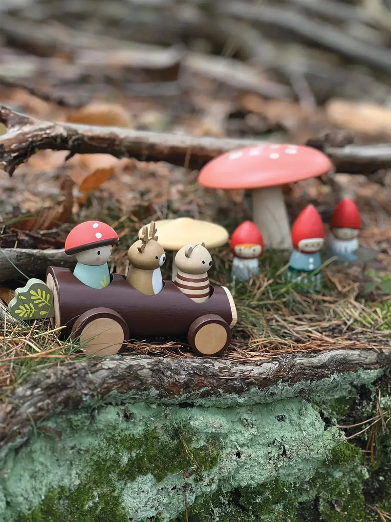 Timber Taxi Log Car - Tender Leaf Toys | Wooden Toy NZ by Curious Moonbeam