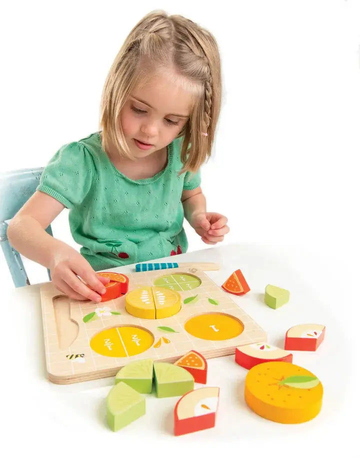 Wooden Citrus Fractions Puzzle - Tender Leaf Toys | Wooden Toy NZ by Curious Moonbeam