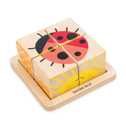 Baby Blocks 6-in-1 Wooden Puzzle - Tender Leaf Toys | Wooden Toy NZ by Curious Moonbeam
