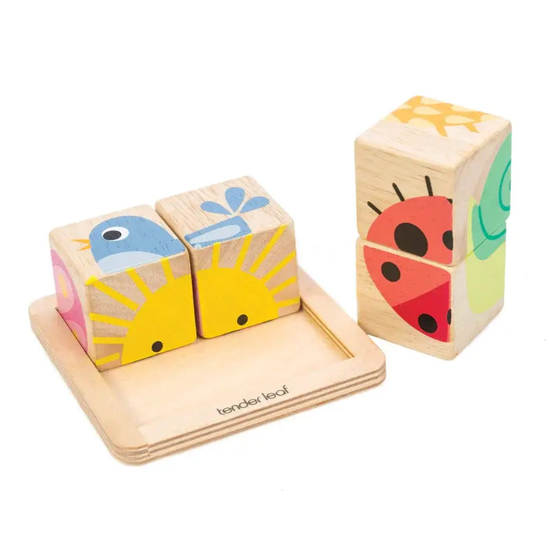 Baby Blocks 6-in-1 Wooden Puzzle - Tender Leaf Toys | Wooden Toy NZ by Curious Moonbeam
