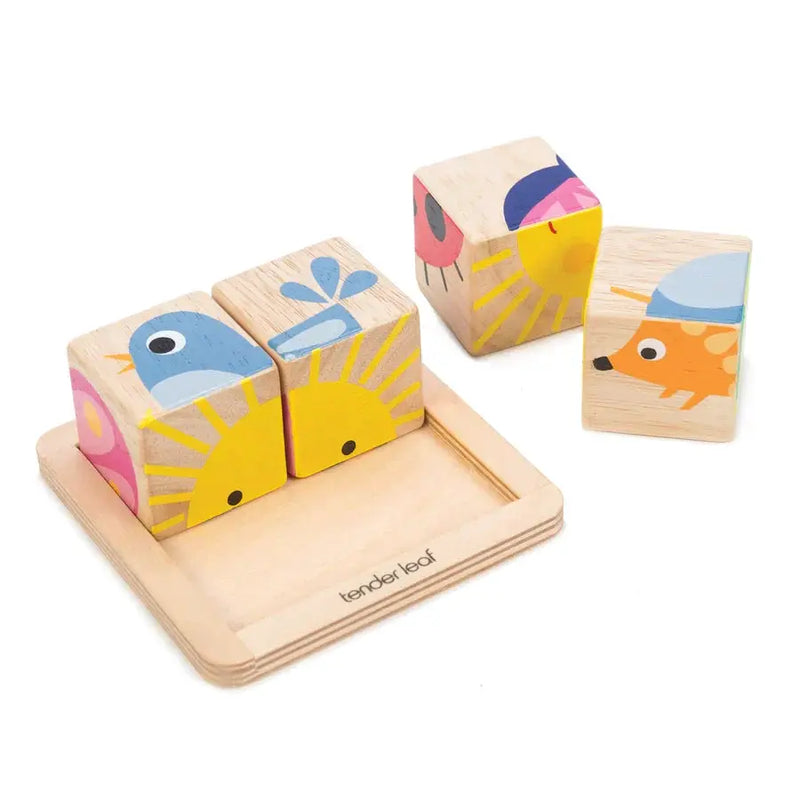 Baby Blocks 6-in-1 Wooden Puzzle - Tender Leaf Toys | Wooden Toy NZ by Curious Moonbeam