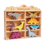 Wooden Dinosaur Toy Set with Display Unit - Tender Leaf Toys by Curious Moonbeam
