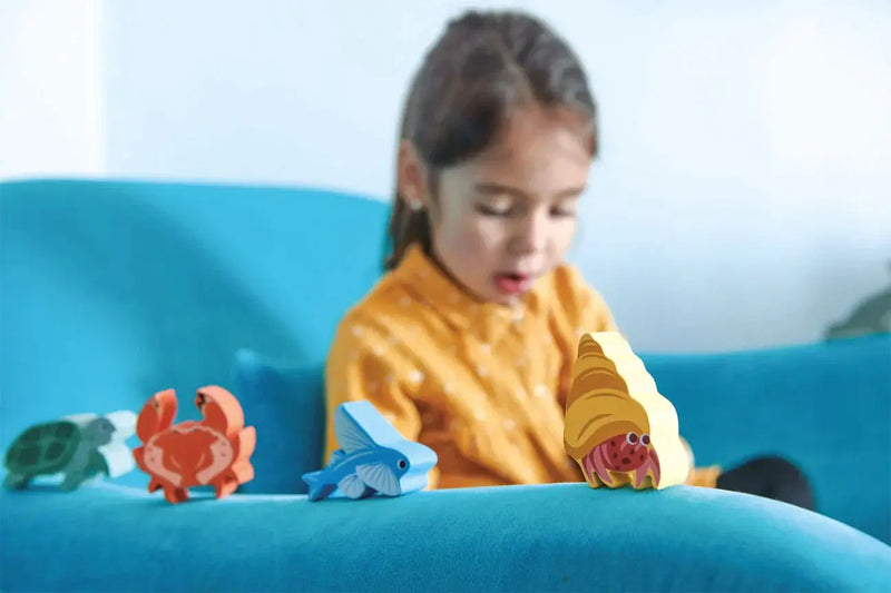 Coastal Creatures Wooden Stacking & Display Set - Tender Leaf Toys | Wooden Toy NZ by Curious Moonbeam