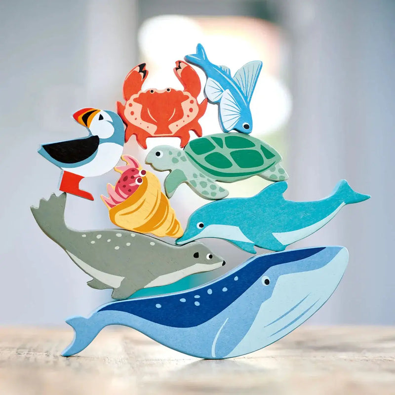 Coastal Creatures Wooden Stacking & Display Set - Tender Leaf Toys | Wooden Toy NZ by Curious Moonbeam