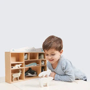 Wooden Polar Animals Display Shelf Set - Tender Leaf Toys | Wooden Toy NZ by Curious Moonbeam
