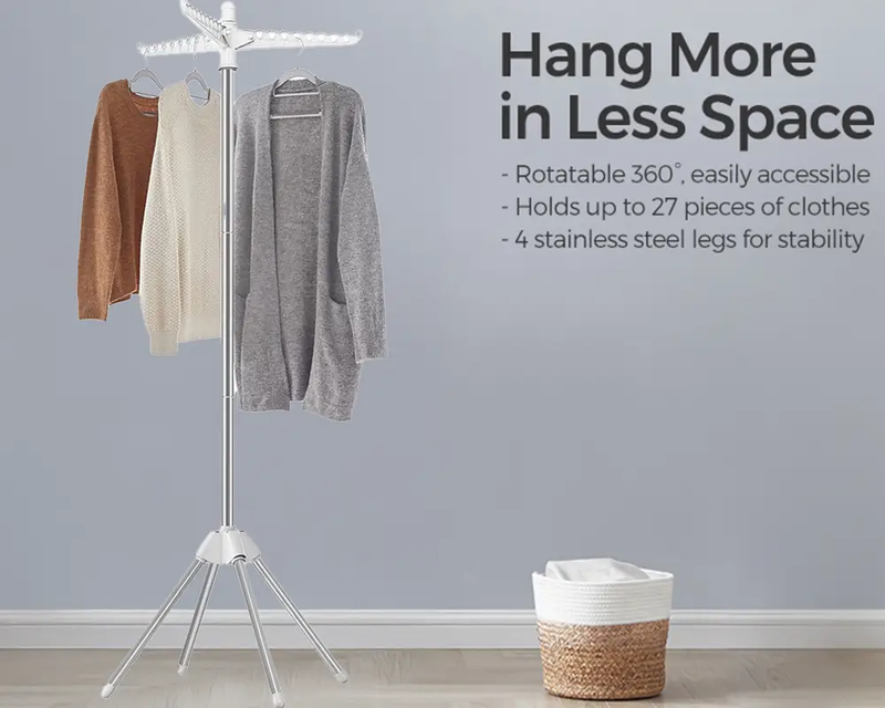 Space Saving Clothes Laundry Drying Rack - White