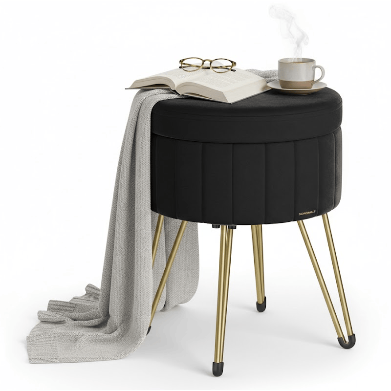 The Shopsite Home-living SONGMICS Small Vanity Stool Chair with Storage SONGMICS Small Vanity Stool Chair with Storage