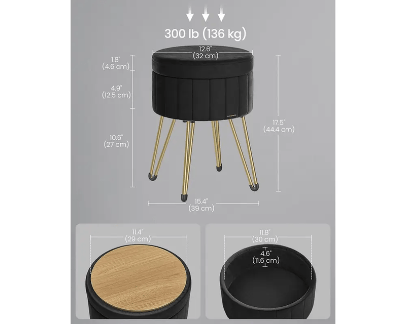 SONGMICS Small Vanity Stool Chair with Storage
