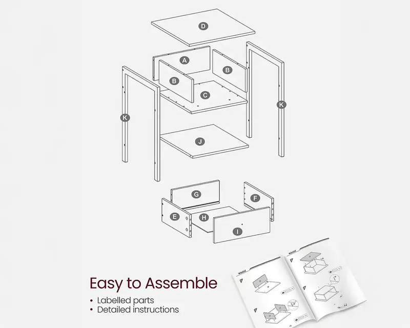 VASAGLE Bedside Table by The Shopsite