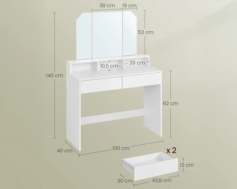 The Shopsite Home-living VASAGLE Dressing Table With Mirror VASAGLE Dressing Table With Mirror