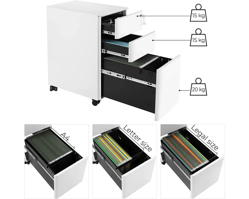 SONGMICS Office file Cabinet with Wheels File Organiser by The Shopsite
