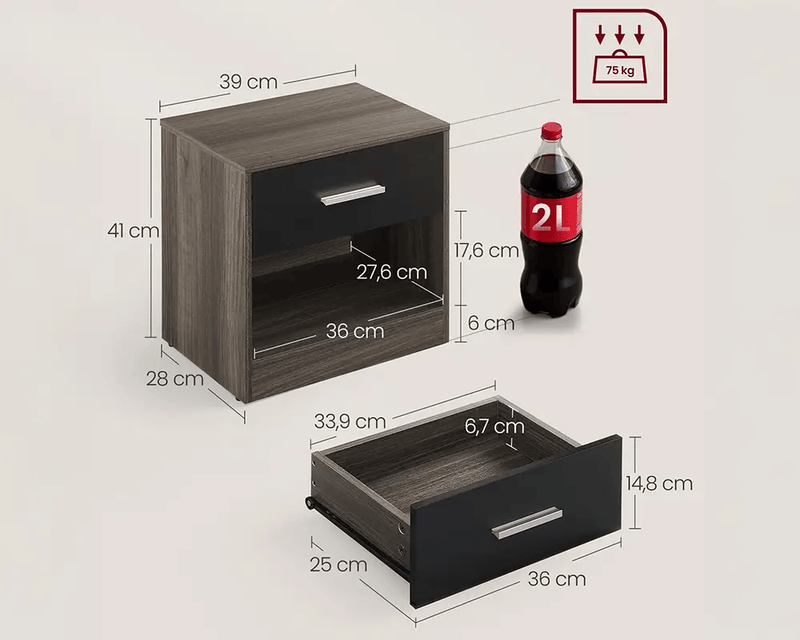 Bedside Table with Drawers by The Shopsite