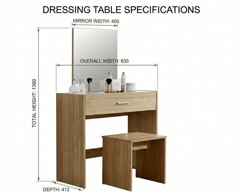 The Shopsite Home-living CURA Dressing Table Brown CURA Dressing Table Brown