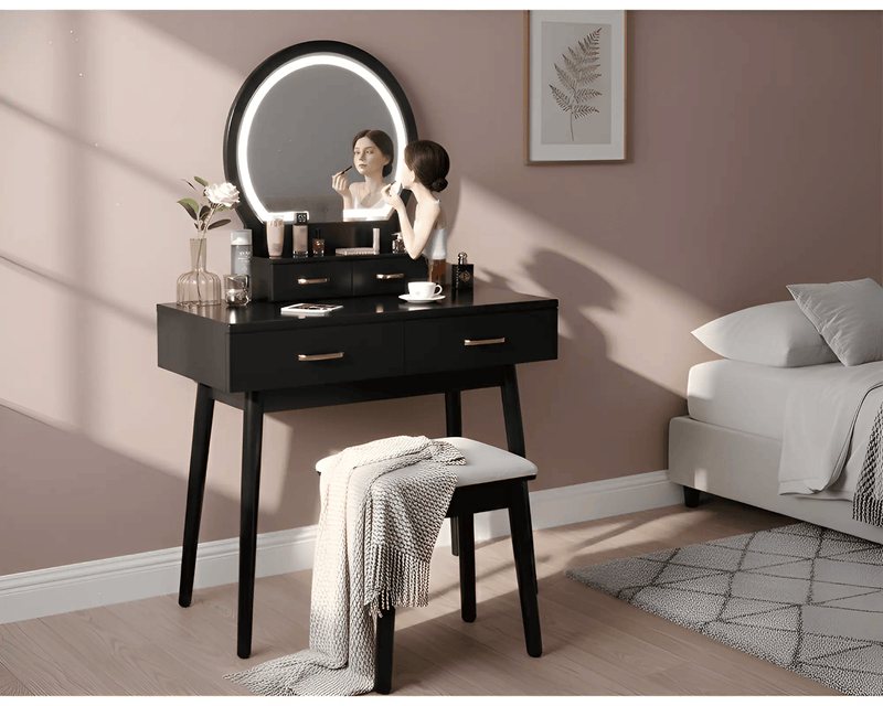 The Shopsite Home-living Black Dressing Table with LED Mirror Black Dressing Table with LED Mirror