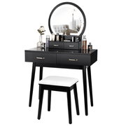 The Shopsite Home-living Black Dressing Table with LED Mirror Black Dressing Table with LED Mirror