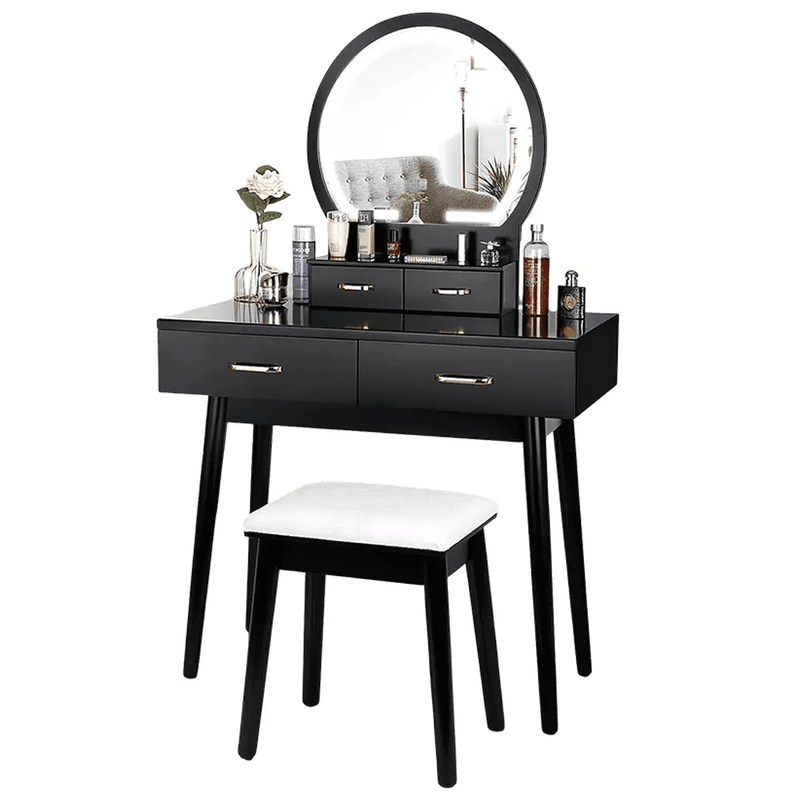 The Shopsite Home-living Black Dressing Table with LED Mirror Black Dressing Table with LED Mirror