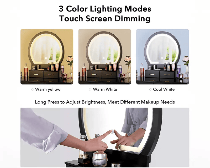 The Shopsite Home-living Black Dressing Table with LED Mirror Black Dressing Table with LED Mirror