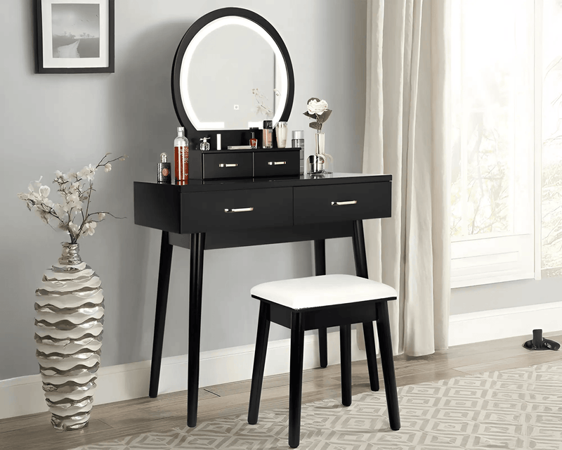 The Shopsite Home-living Black Dressing Table with LED Mirror Black Dressing Table with LED Mirror
