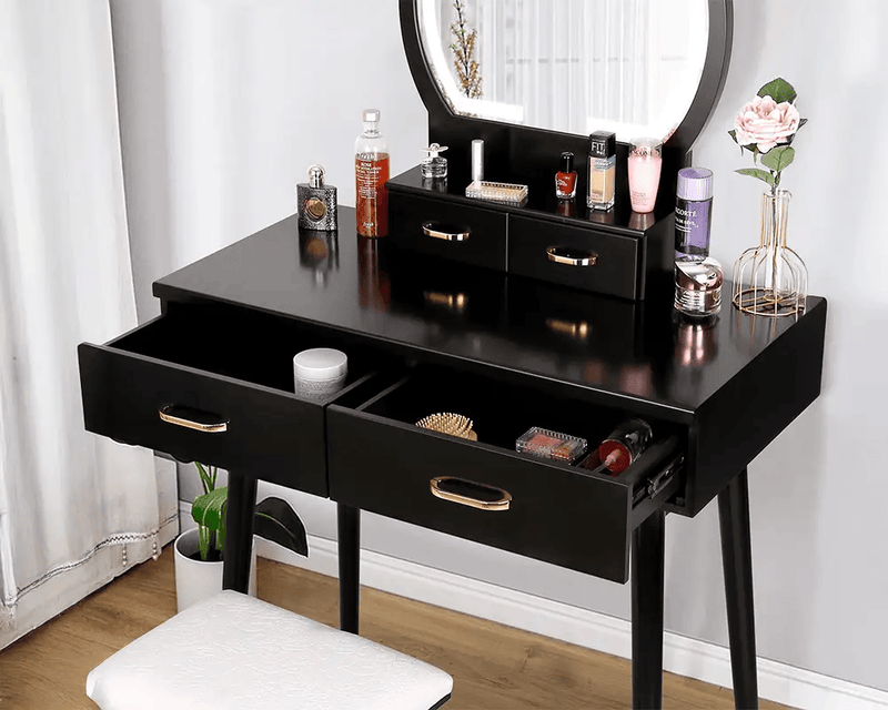 The Shopsite Home-living Black Dressing Table with LED Mirror Black Dressing Table with LED Mirror
