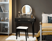 The Shopsite Home-living Black Dressing Table with LED Mirror Black Dressing Table with LED Mirror