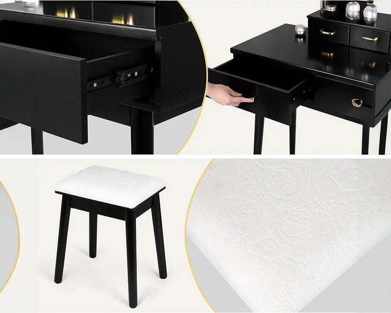 The Shopsite Home-living Black Dressing Table with LED Mirror Black Dressing Table with LED Mirror
