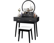 Black Dressing Table with LED Mirror by The Shopsite
