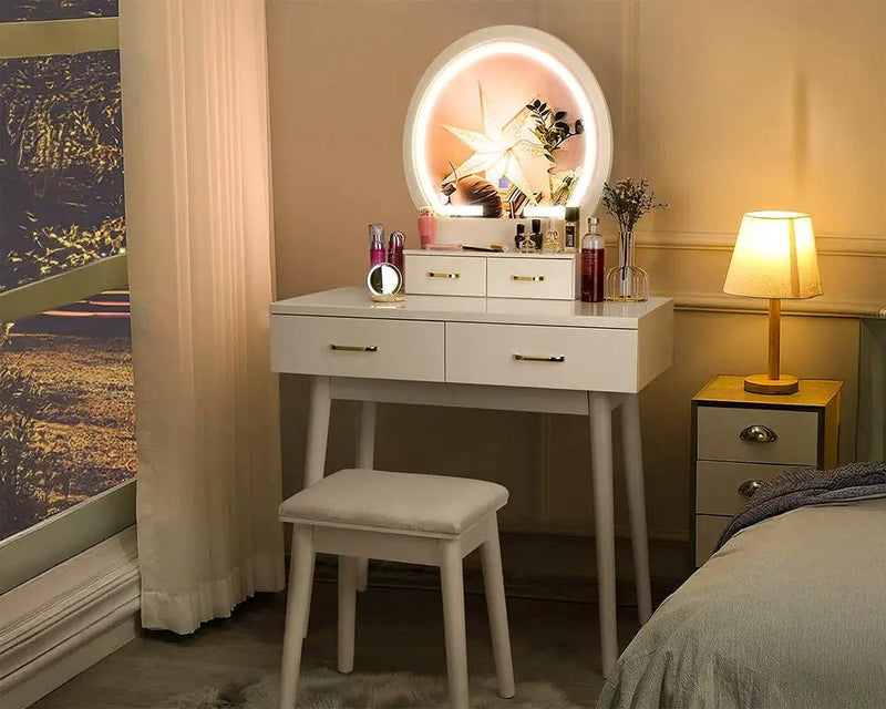 Dressing Table with Mirror and Storage Drawers by The Shopsite