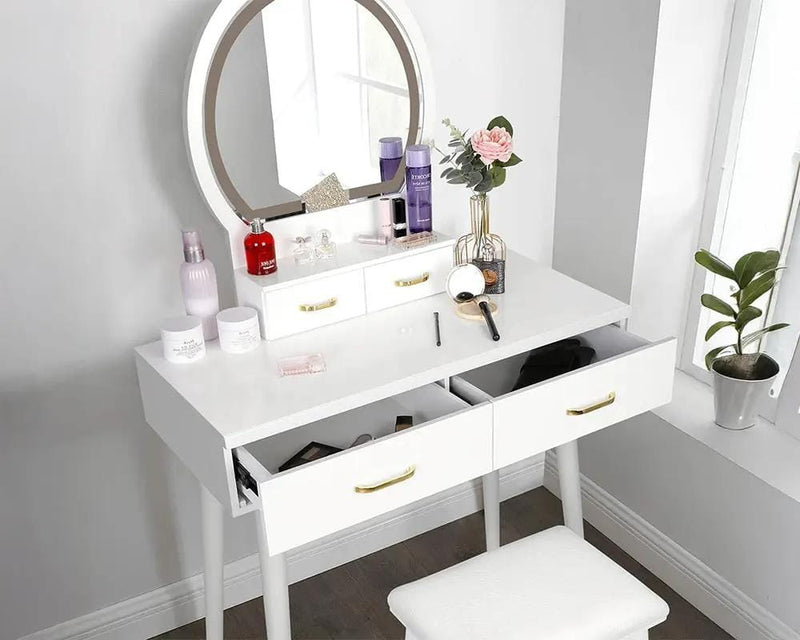 Dressing Table with Mirror and Storage Drawers by The Shopsite
