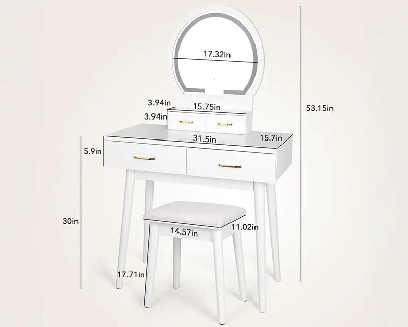 Dressing Table with Mirror and Storage Drawers by The Shopsite