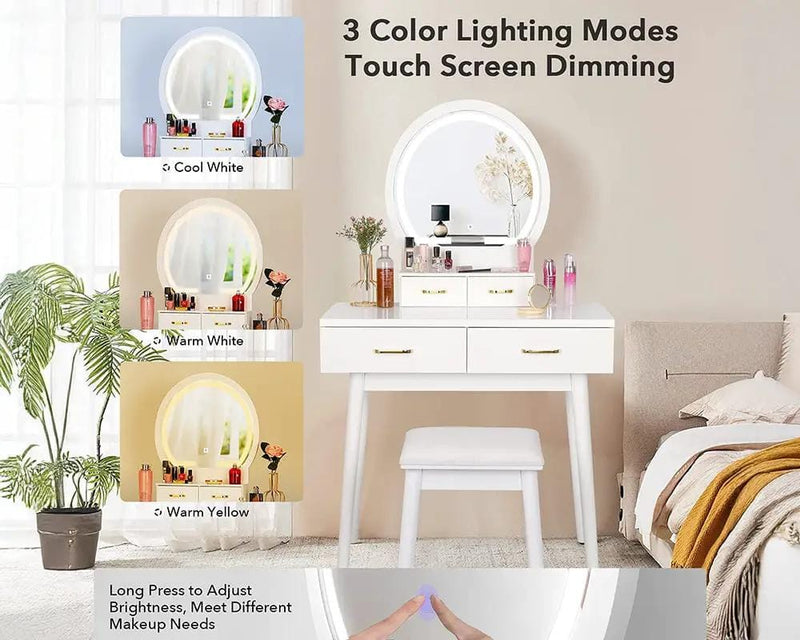 Dressing Table with Mirror and Storage Drawers by The Shopsite