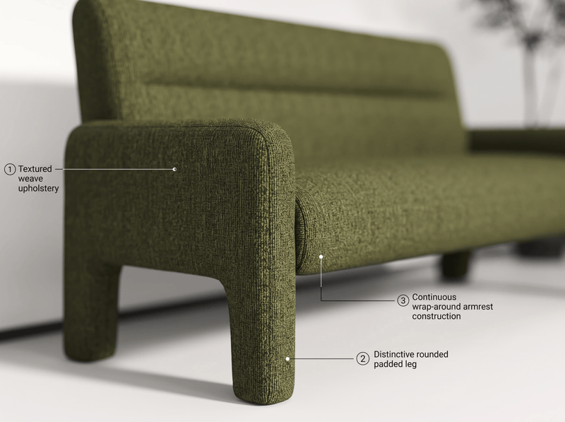 The Shopsite Sofa Dubai Hunter Modern 3 Seater Sofa Green Dubai Hunter Modern 3 Seater Sofa Green