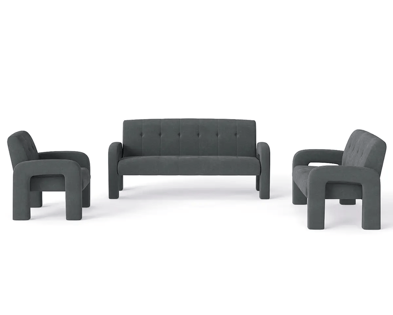 The Shopsite Sofa 3 Piece Milan Charcoal Sofa Set 3 Piece Milan Charcoal Sofa Set