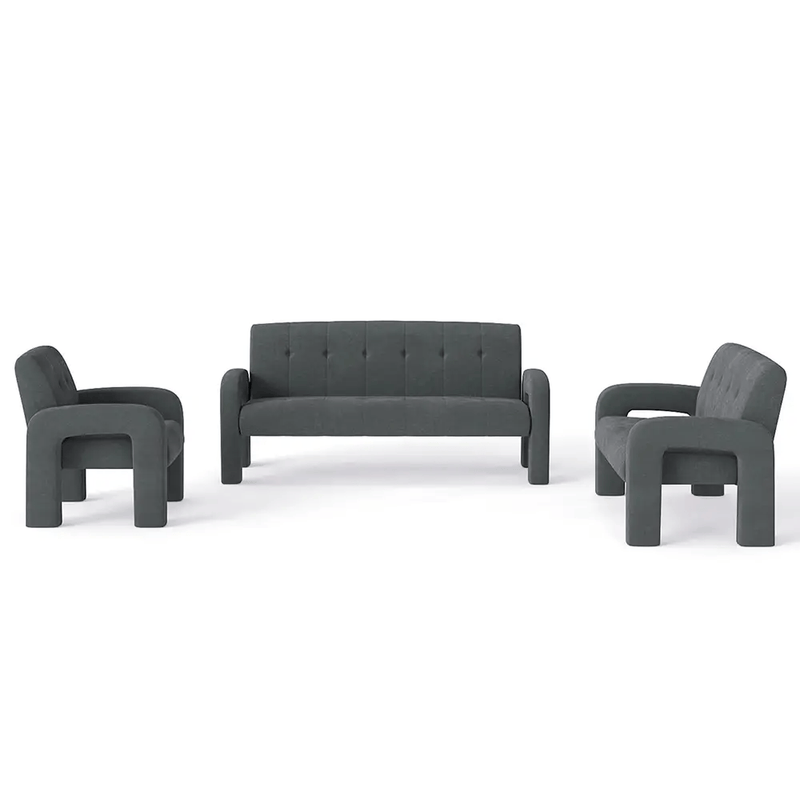 The Shopsite Sofa 3 Piece Milan Charcoal Sofa Set 3 Piece Milan Charcoal Sofa Set