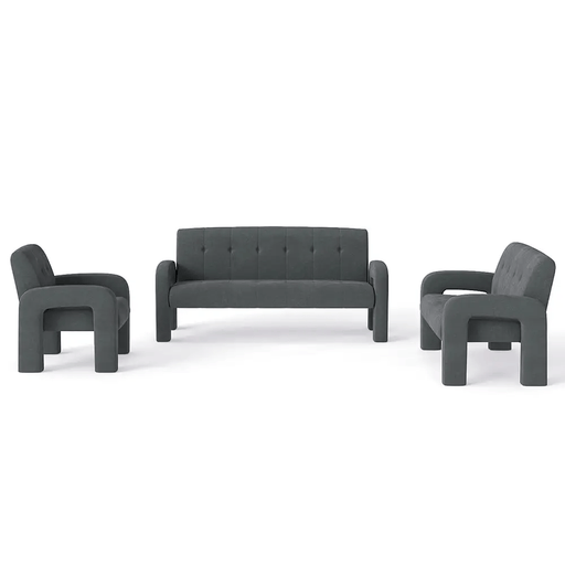 The Shopsite Sofa 3 Piece Milan Charcoal Sofa Set 3 Piece Milan Charcoal Sofa Set
